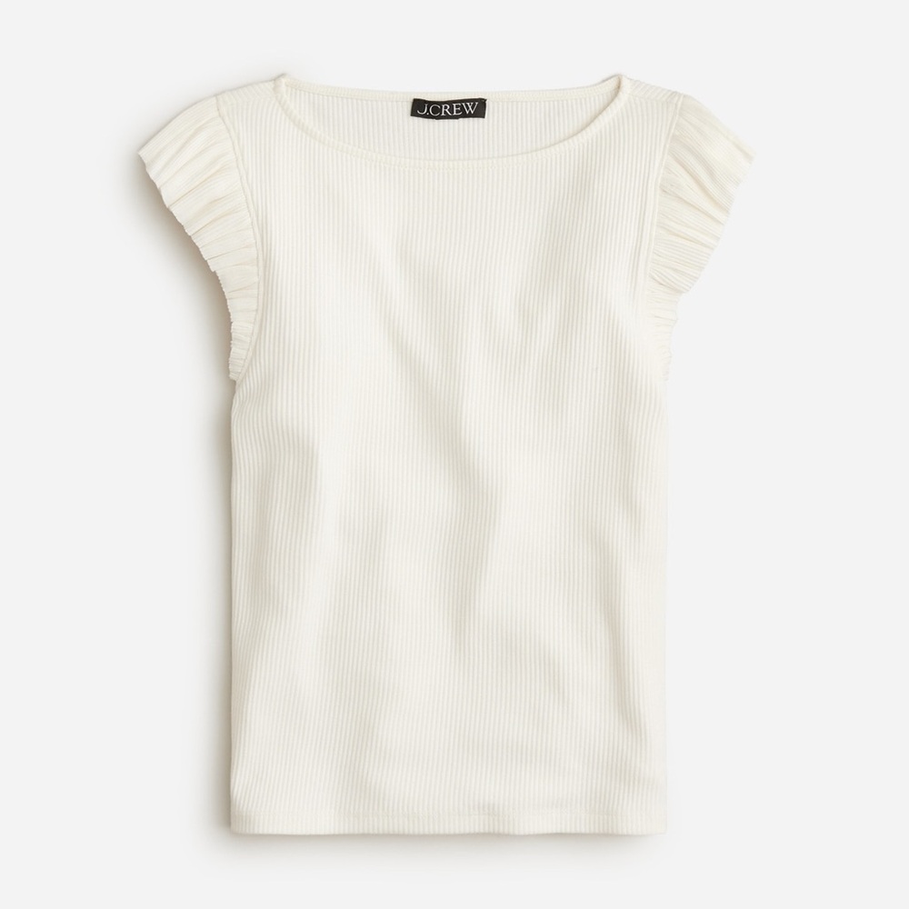 NWT NEW J. Crew Vintage rib ruffle boatneck tank top size S